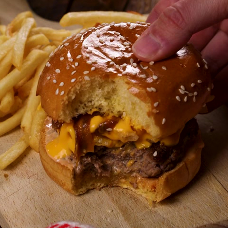 Loaded Cheese Fry Burger Recipe